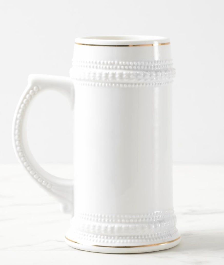 22oz White Gold Stein
